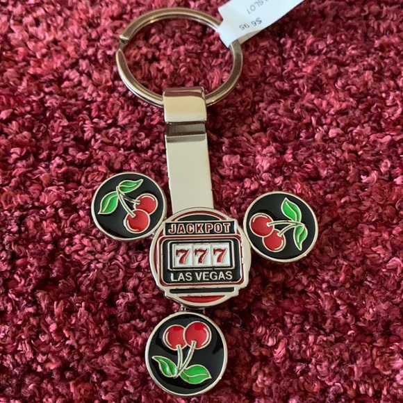Las Vegas Cherries Jackpot Spinner Key Chain - Picture 2 of 4